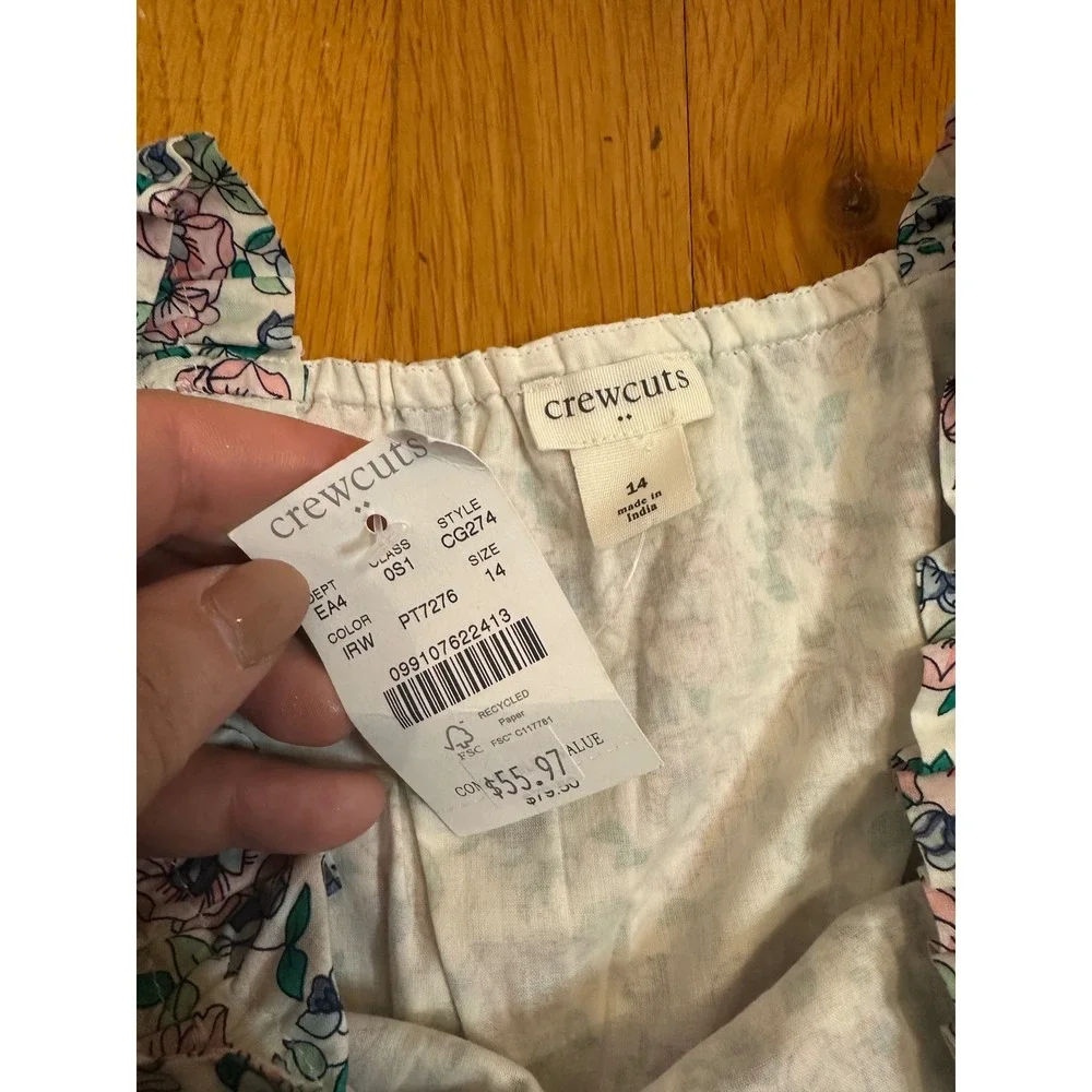 Crewcuts Girls NWT Floral Ruffle Dress Pink Blue Green CG274 Size 14 NWT